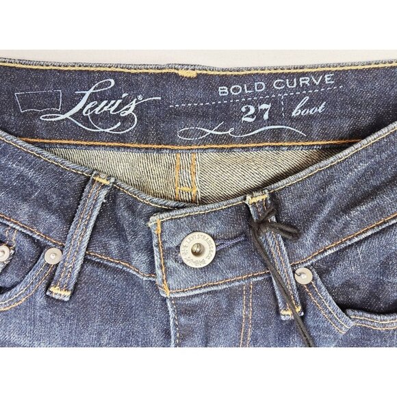 Levi's Size 27X30 Womens Bold Curve Bootcut Blue Denim 5 Pocket Logo Jeans NWT - Picture 5 of 14